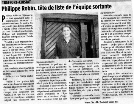 Article de la Voix de L'Ain du 17 Janvier 2014